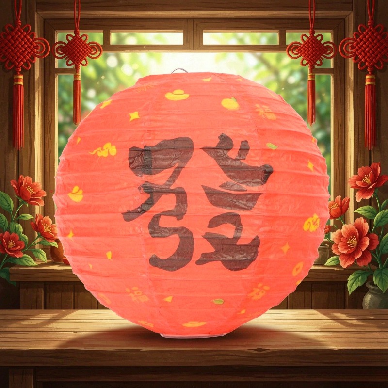 Wedding/Event Supply Store - 2個入り（8インチ/12インチ）中国の旧正月用紙製提灯、折りたたみ式、丸型、吊り下げ式。家庭や店舗、お祭りなどの装飾用品として。
