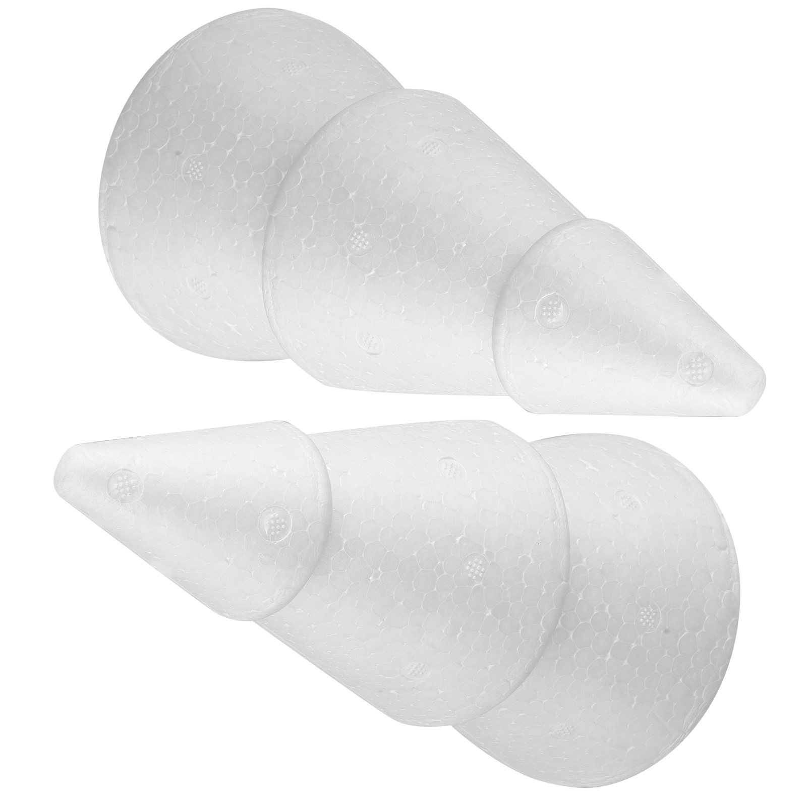 Wedding Decor Supply Store - ポリスチレン製の木の形をしたコーン型オーナメント2個入り。サイズは20cm×10.5cm。白。クリスマスデコレーションや手芸用品として、また、家庭、店舗、結婚式など、さまざまな場所でDIYの装飾として活用できます。