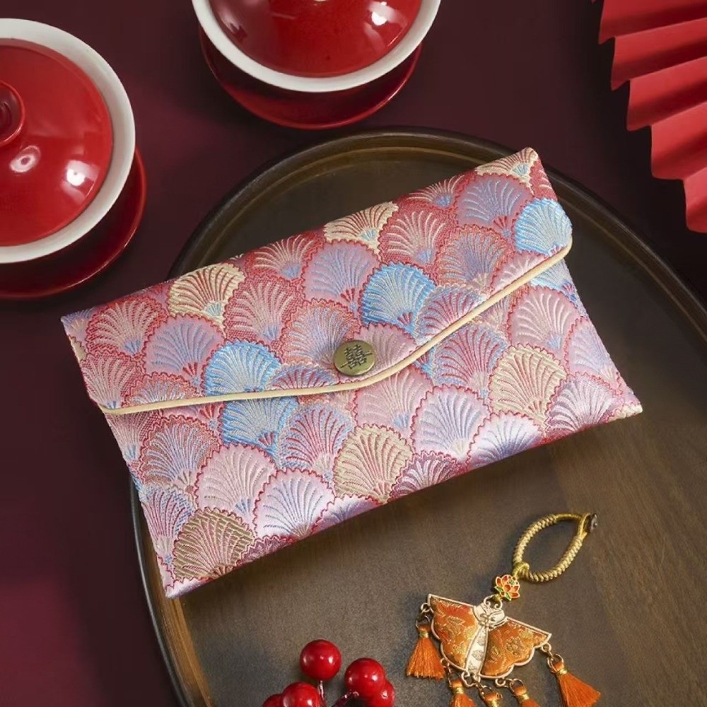 中国風の新年赤い封筒、伝統的な錦織の結婚祝い用お年玉袋、縁起 - Wedding Envelopes のレビューと価格