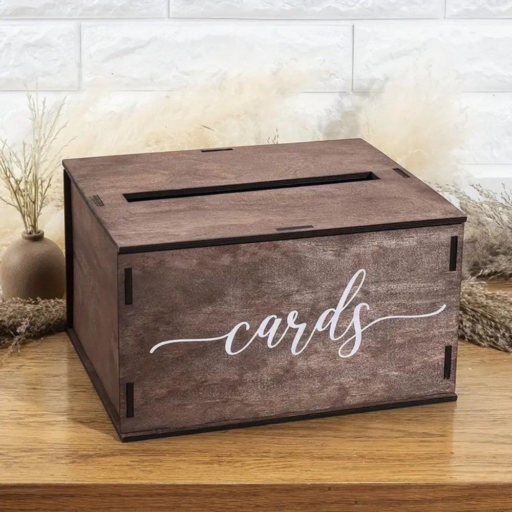 新しい木製ウェディングカードボックス装飾蓋付き記念品ボックス - Wedding Card Box のレビューと価格