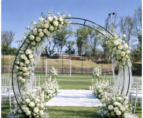 ゴールドのウェディングアーチスタンド、二重円形、ウェディング - Wedding Decor Supply Store のレビューと価格