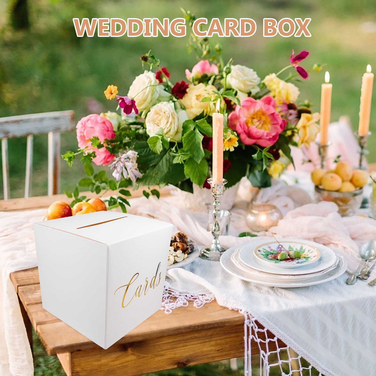 1個入り ウェディングカードボックス。厚手の紙製で、素朴な雰 - Wedding Card Box のレビューと価格